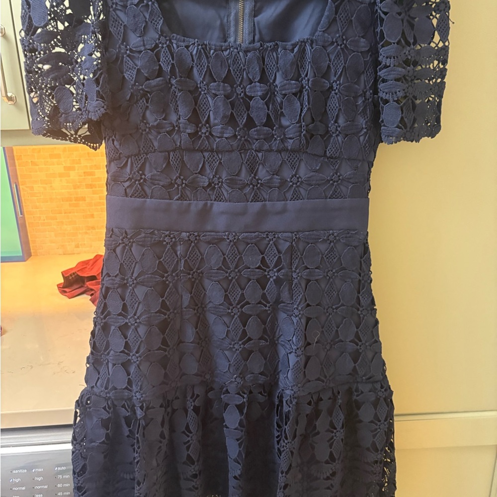 Aqua Midnight Blue Lace Mini Dress